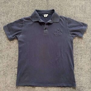 BMW Polo Shirt Mens Large Navy Blue Short Sleeve Embossed Logo Pique Cotton
